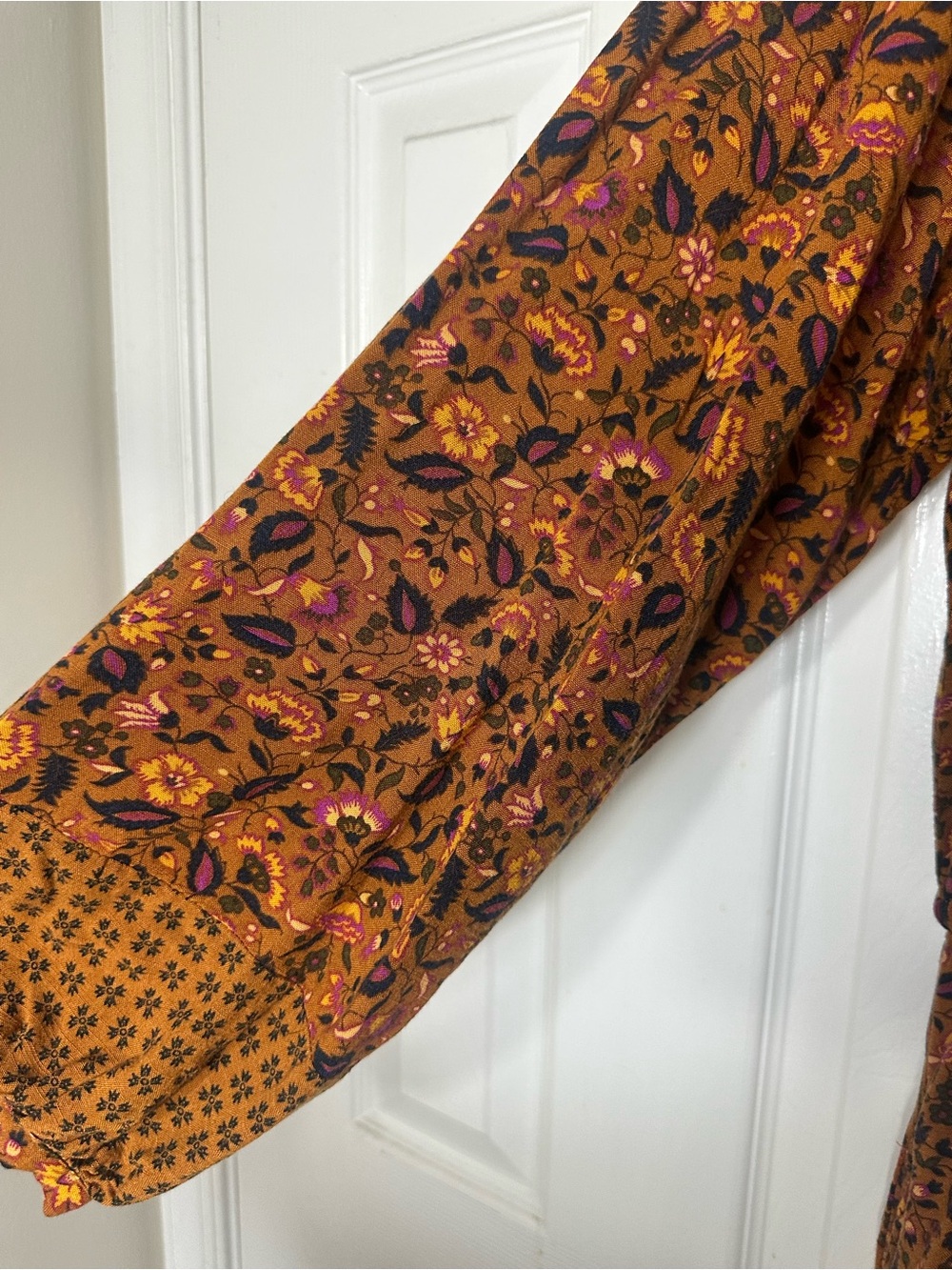 Knox Rose XXL Boho Floral Paisley Maxi Dress Long Sleeve Button Front - Picture 7 of 9